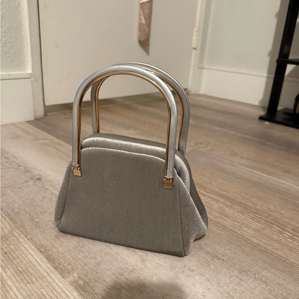 Gray velvet vintage mini bag